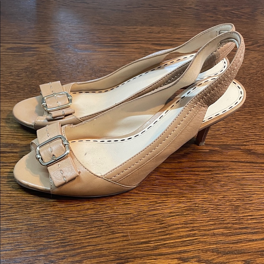 Coach Tan Slingback Heels